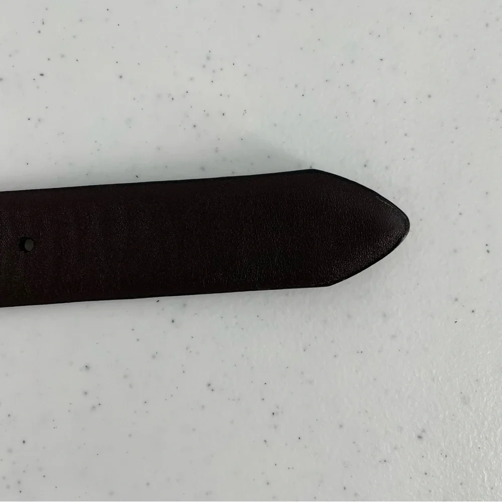 Leather Reversible Black Brown Brushed Silver Buckle Men’s Belt 40 Office Work